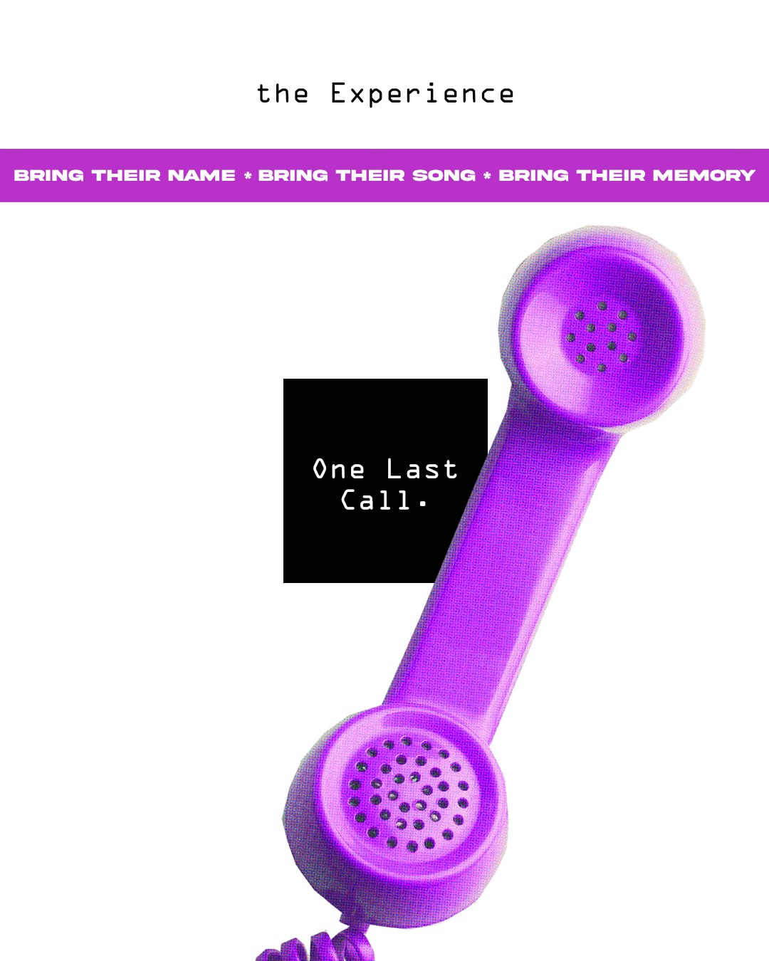 Purple telephone receiver for the One Last Call installation